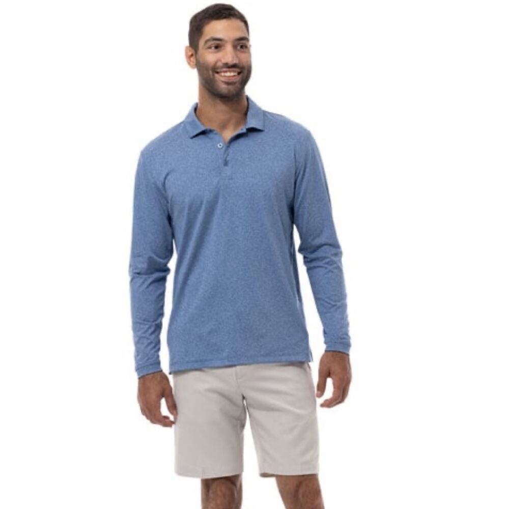 San Soleil Men's Tek-Ice Long Sleeve Solid Golf Polo Blue Size Small